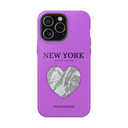 Add a touch of New York to your iPhone with the Purple Heartbeat MagSafe Case, offering durable protection, seamless MagSafe compatibility, and a choice between matt-York Heartbeat - Purple (iPhone MagSafe Case)