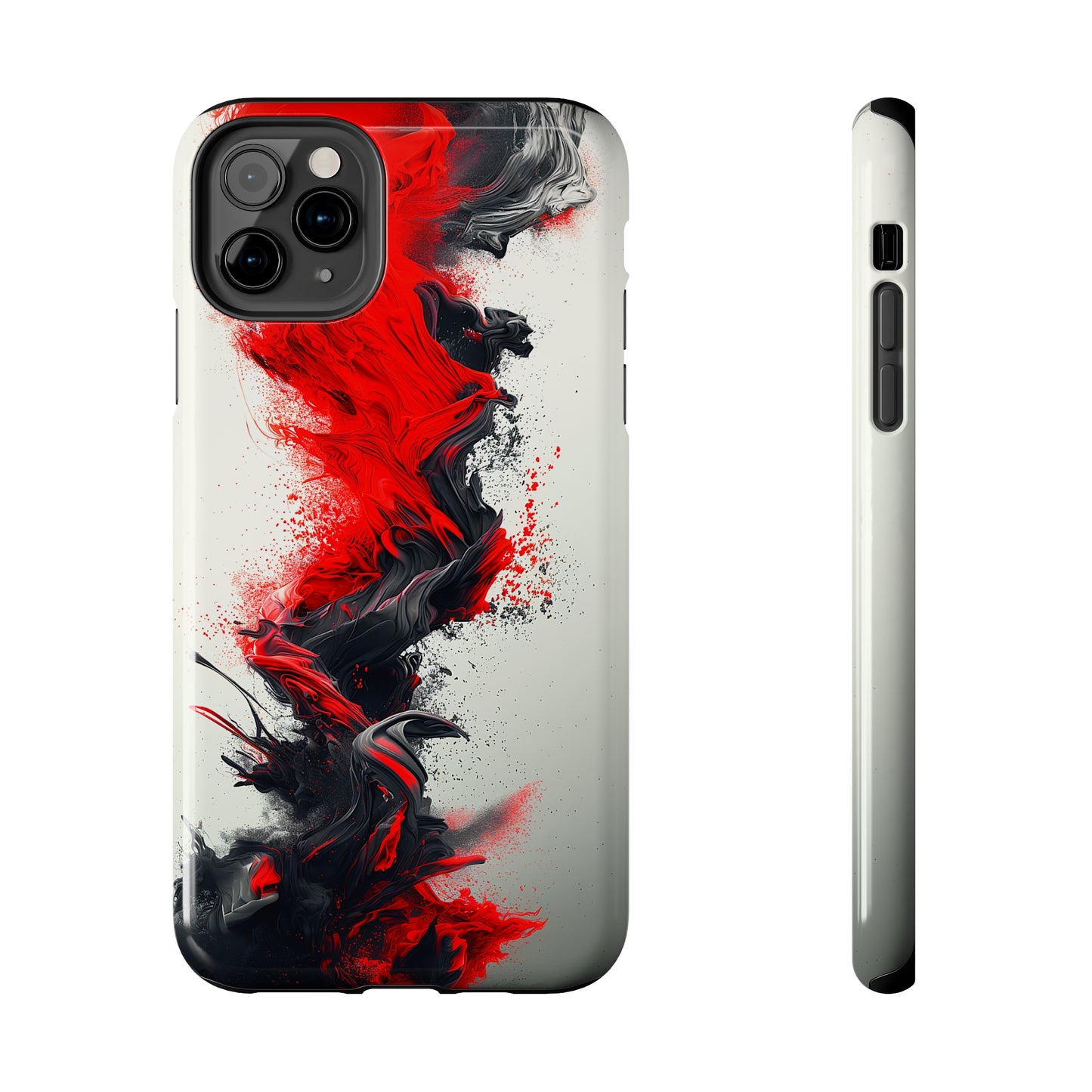 Scarlet Swish (iPhone Case 11-15)Elevate your iPhone's protection and style with RimaGallery's Artistic red and black abstract On case, featuring dual-layer defense and a sleek, glossy finish. Free RimaGallery