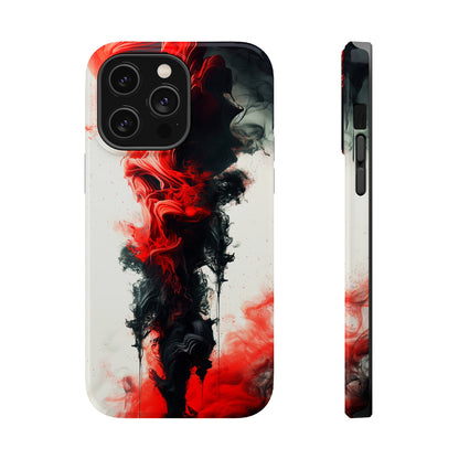 Scarlet Swish (iPhone MagSafe Case)Elevate your iPhone's protection and style with RimaGallery's Dynamic swirls of red on a MagSafe Case against a dark backdrop. Enjoy dual-layer defense, vibrant desiRimaGallery