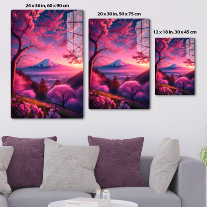 Pink cherry blossoms in full bloom (Acrylic)