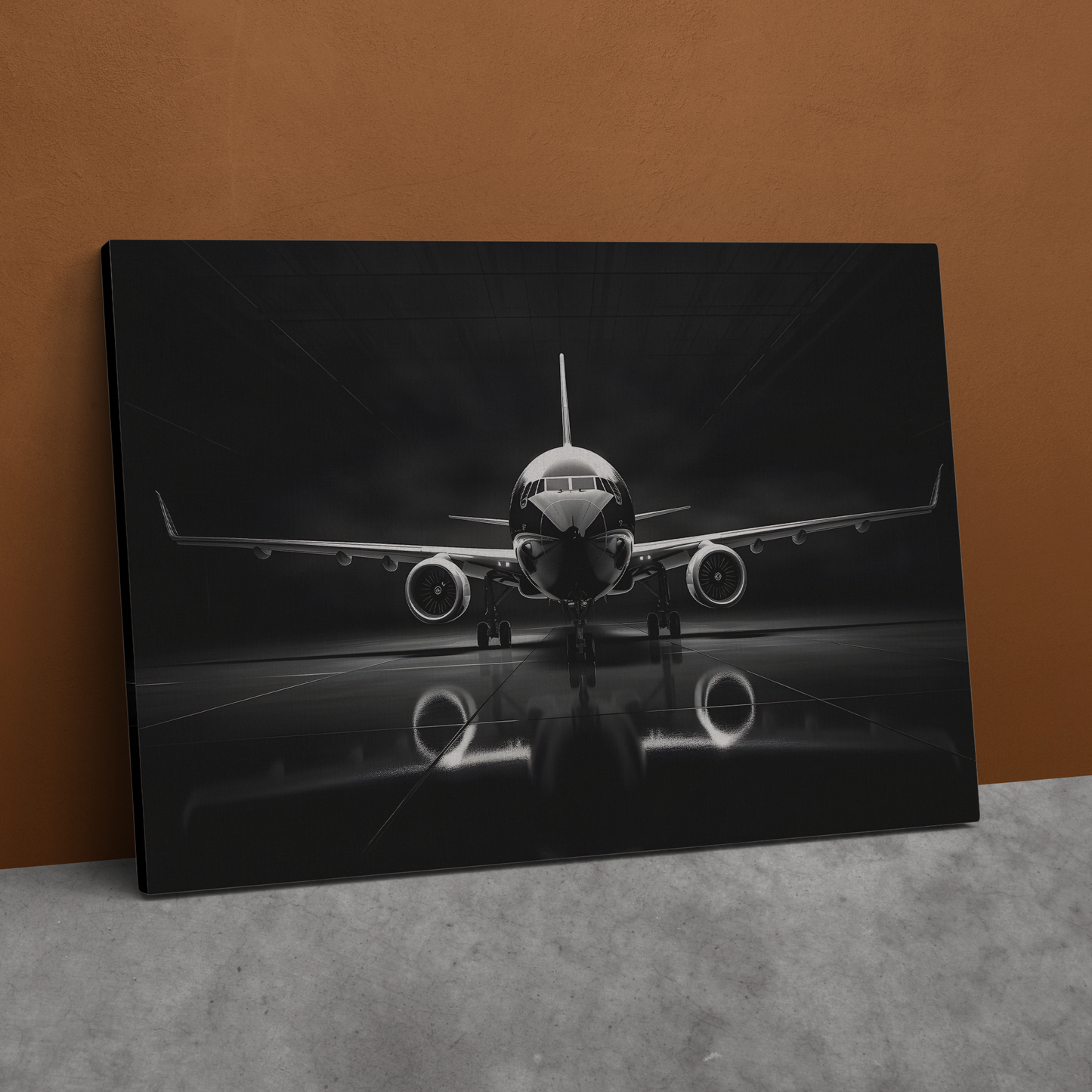 Black and White Airliner (Canvas  Matte finish, stretched, with a depth of 1.25 inches) Elevate your décor with RimaGallery’s responsibly made art canvases. Our eco--White Airliner (Canvas)