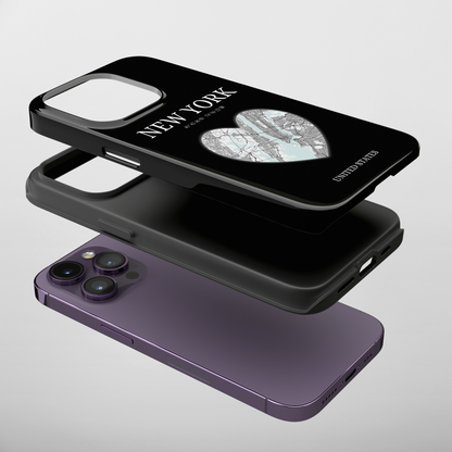 Elevate your iPhone with RimaGallery's New York Heartbeat case. Sleek design meets durability for stylish protection. Free US shipping.-York Heartbeat - Black (iPhone Case 11-15)
