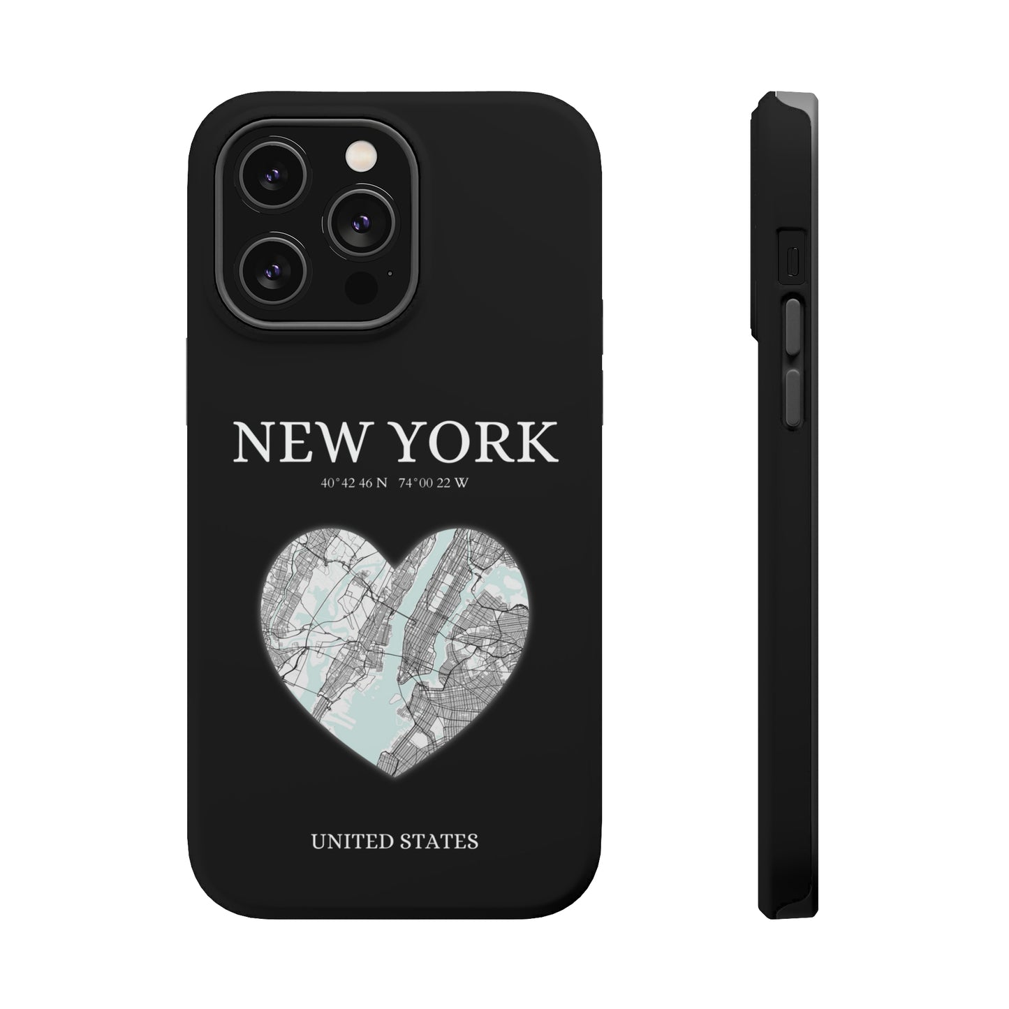 Elevate your iPhone's style with the New York Heartbeat Black MagSafe Case, offering robust protection, MagSafe compatibility, and a choice of matte or glossy finish-York Heartbeat - Black (iPhone MagSafe Case)