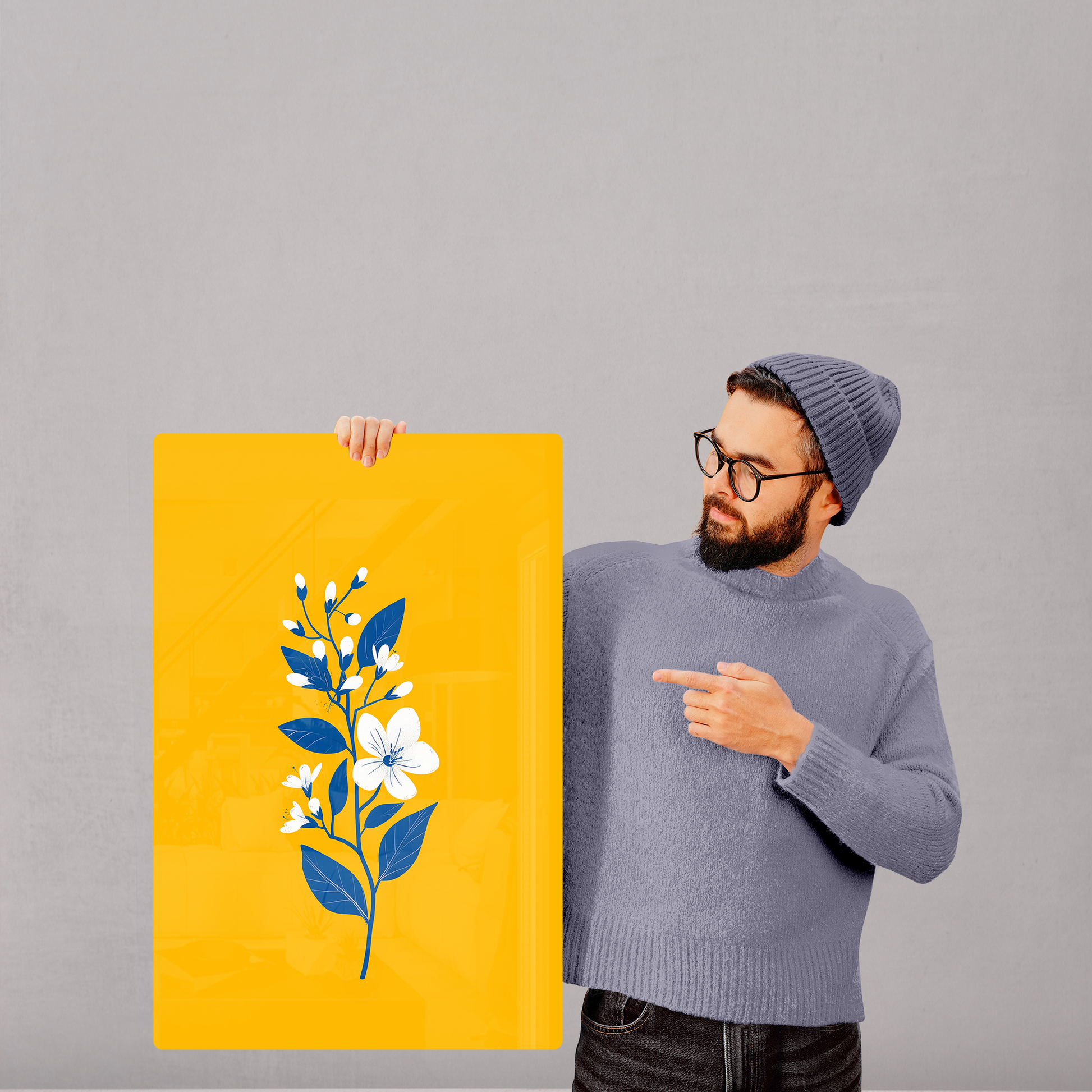 Indigo Bloom (Acrylic)Make a statement withIndigo Bloom acrylic prints. The 1⁄4" acrylic panel exudes the illusion of a smooth glass surface for vibrant artwork. Pre-installed hanging harRimaGallery