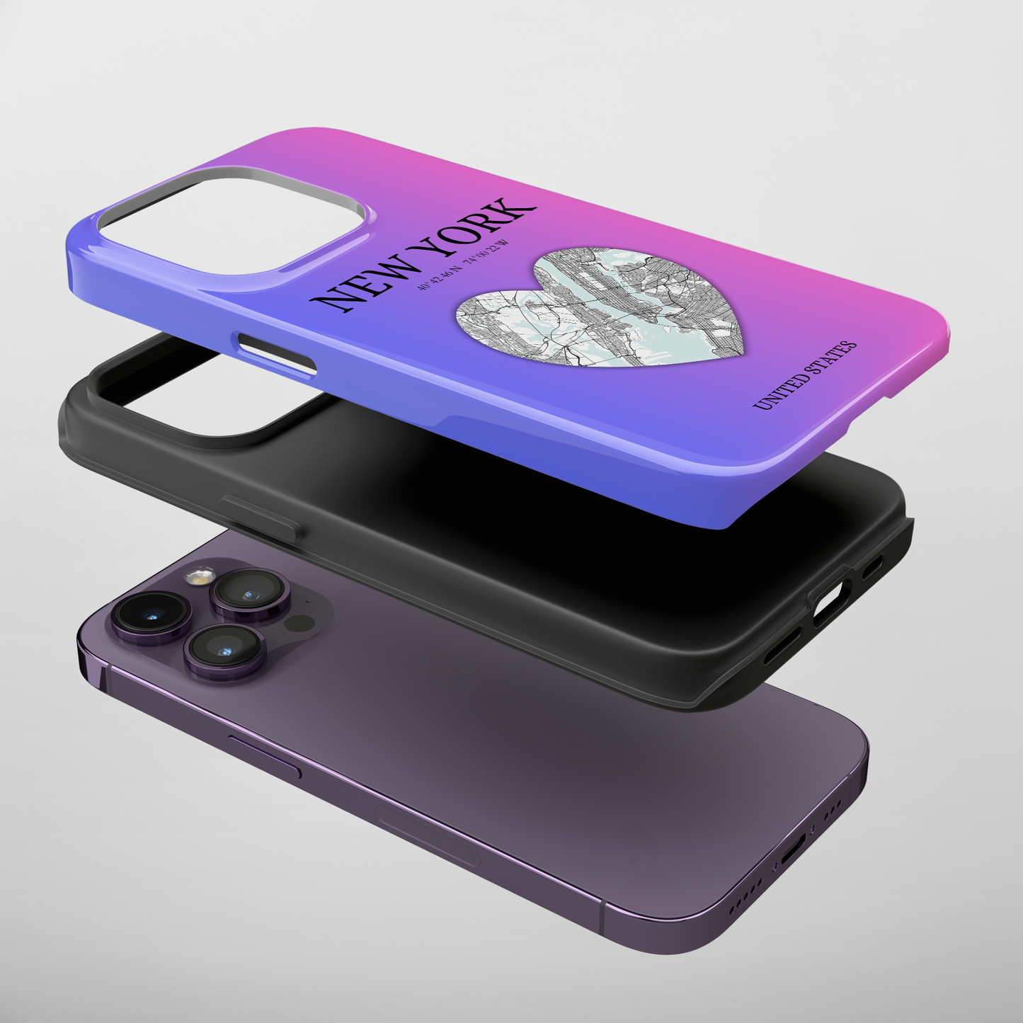 Elevate your iPhone with RimaGallery's New York Heartbeat case. Sleek design meets durability for stylish protection. Free US shipping.-York Heartbeat - Magenta (iPhone Case 11-15)