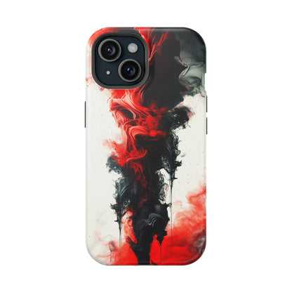 Scarlet Swish (iPhone MagSafe Case)Elevate your iPhone's protection and style with RimaGallery's Dynamic swirls of red on a MagSafe Case against a dark backdrop. Enjoy dual-layer defense, vibrant desiRimaGallery