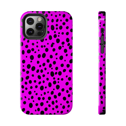 Dotted Delight - Purple (iPhone Case 11-15)Elevate your iPhone's style with a Purple surface with scattered dark dots and a tough case. Sleek, durable protection for models 11-15. Free US shipping.RimaGallery
