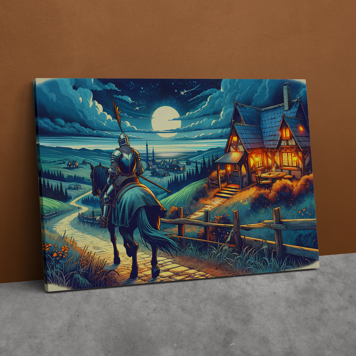Moonlit Knight's Return (Canvas)Moonlit Knight's Return (Canvas  Matte finish, stretched, with a depth of 1.25 inches)
Struggling with low-quality canvases? Switch to RimaGallery! Our canvases are RimaGallery