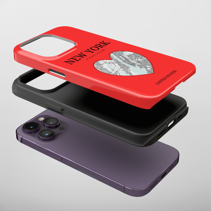 Elevate your iPhone with RimaGallery's New York Heartbeat case. Sleek design meets durability for stylish protection. Free US shipping.-York Heartbeat - Red (iPhone Case 11-15)