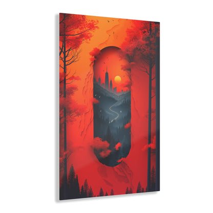 Red Leafy Cityscape (Acrylic)Step into the universe with Red forest and castle Acrylic art from RimaGallery. Experience the cosmos in your home with vibrant, ethically crafted art. Free shippingRimaGallery