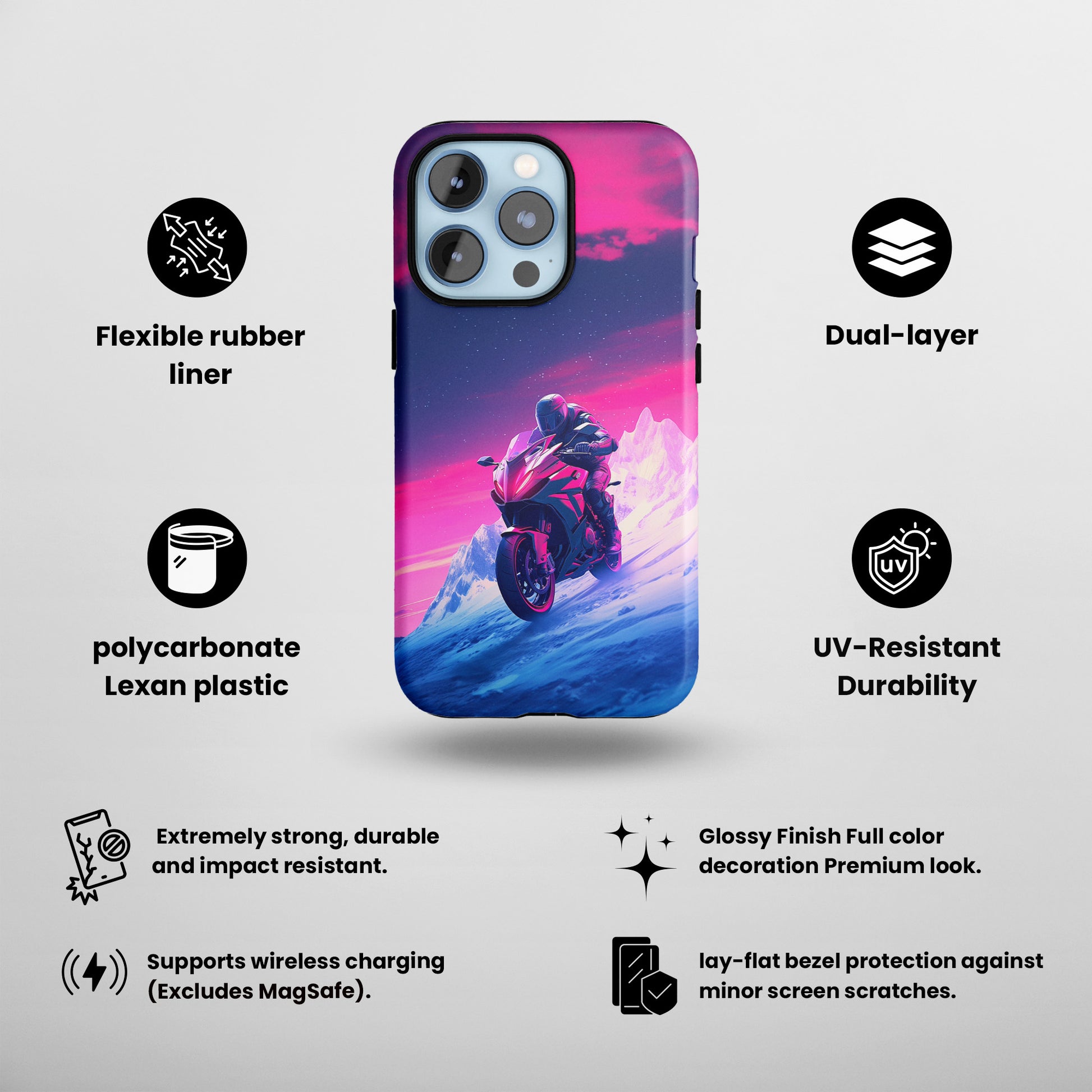 Twilight Rider (iPhone Case 11-15)Upgrade to RIMA: The Ultimate Eco-Friendly Case for iPhone 11-15. Combining style with sustainability, our cases feature chic, minimalist designs and top-tier protecRimaGallery