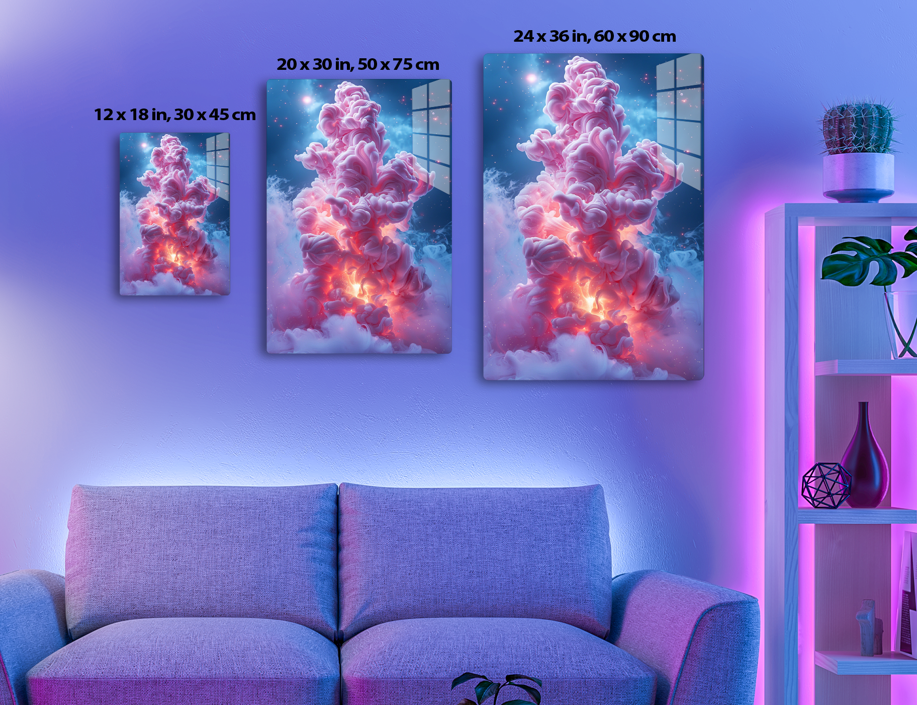 A cosmic explosion of vibrant pink and orange smoke or clouds against a starry blue background, resembling a massive stellar phenomenon or nebula.
