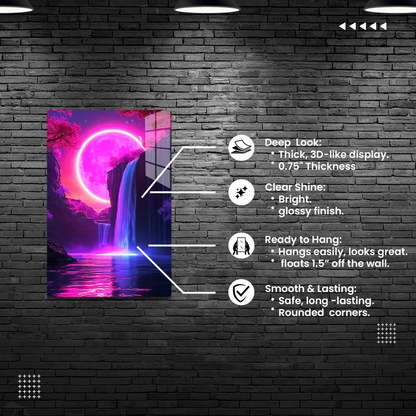 Magenta Moonfall (Acrylic)Make a statement with Magenta Moonfall acrylic prints. The 1⁄4" acrylic panel exudes the illusion of a smooth glass surface for vibrant artwork. Pre-installed hanginRimaGallery