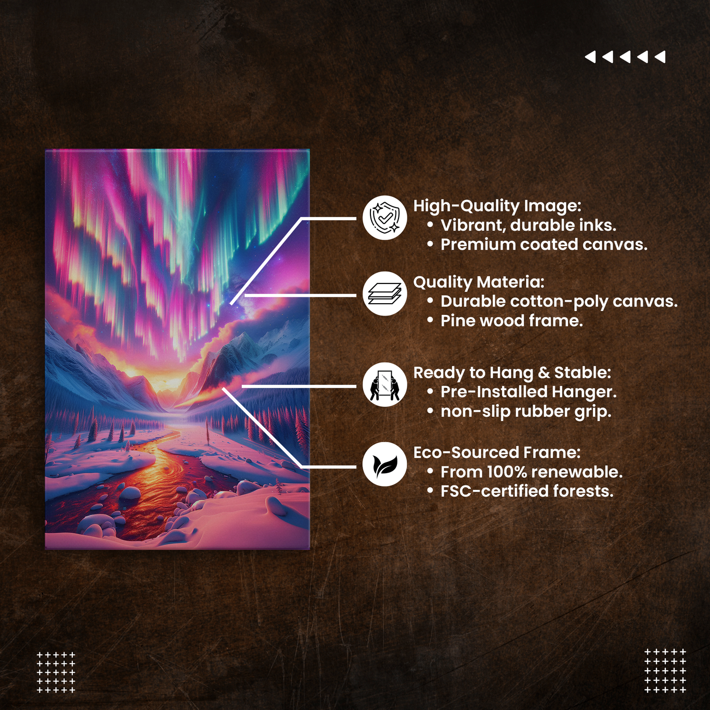 Aurora Reverie (Canvas)Aurora Reverie (Canvas  Matte finish, stretched, with a depth of 1.25 inches) Elevate your décor with RimaGallery’s responsibly made art canvases. Our eco-friendly mRimaGallery