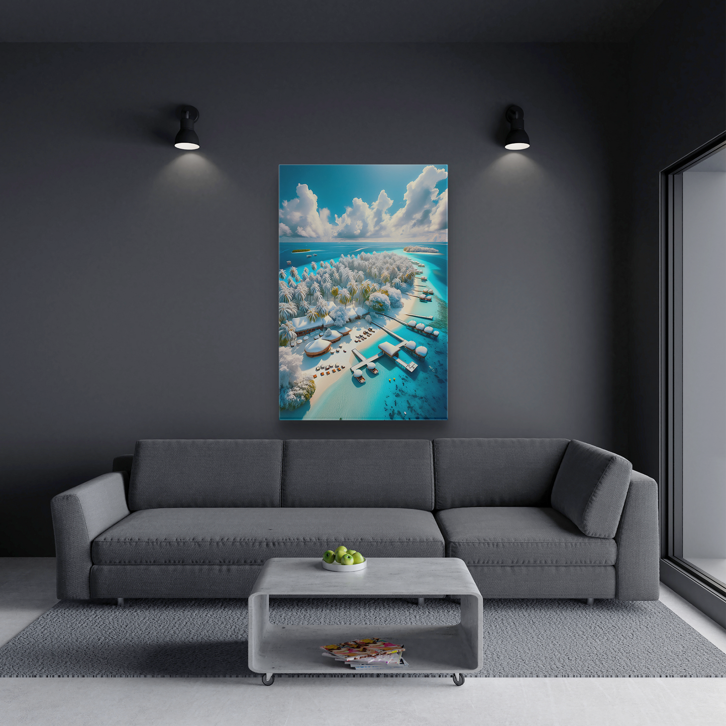 Iced Tropics (Canvas)Iced Tropics (Canvas  Matte finish, stretched, with a depth of 1.25 inches) Elevate your décor with RimaGallery’s responsibly made art canvases. Our eco-friendly matRimaGallery