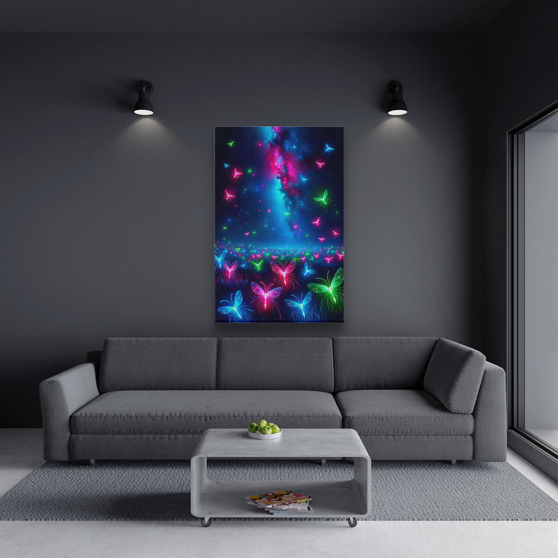 Neon Flutter (Canvas)Neon Flutter (Canvas  Matte finish, stretched, with a depth of 1.25 inches) Elevate your décor with RimaGallery’s responsibly made art canvases. Our eco-friendly matRimaGallery