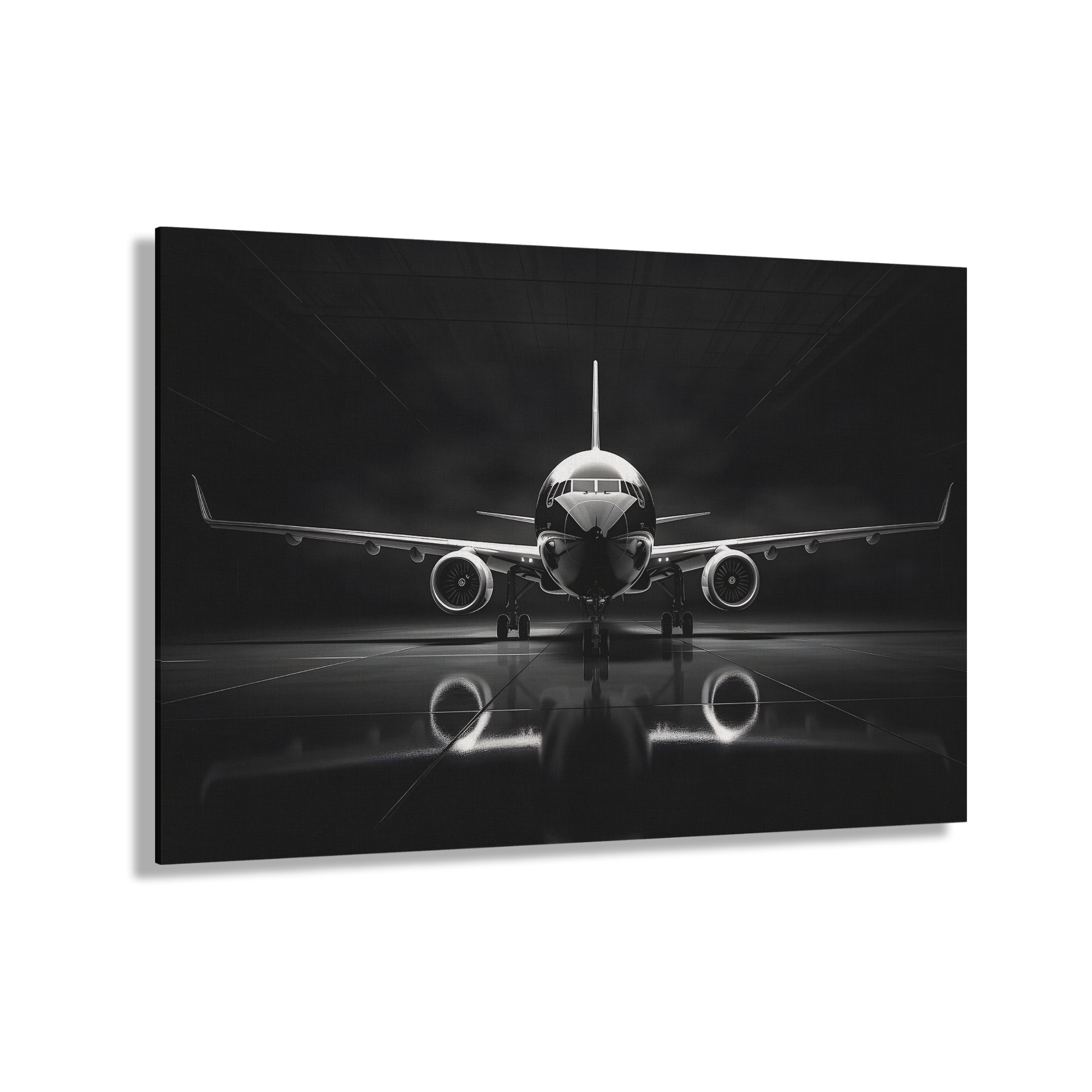 Black and White Airliner (Canvas  Matte finish, stretched, with a depth of 1.25 inches) Elevate your décor with RimaGallery’s responsibly made art canvases. Our eco--White Airliner (Canvas)