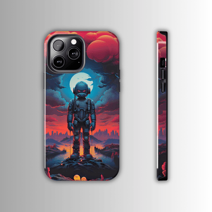 Stellar Sentinel Robot Soldier (iPhone Case 11-15)Guardian of the Galaxy 🌌🤖: Elevate your tech game with our "Stellar Sentinel" phone case, spotlighting a robot soldier, helmeted and vigilant, set against the mesmRimaGallery