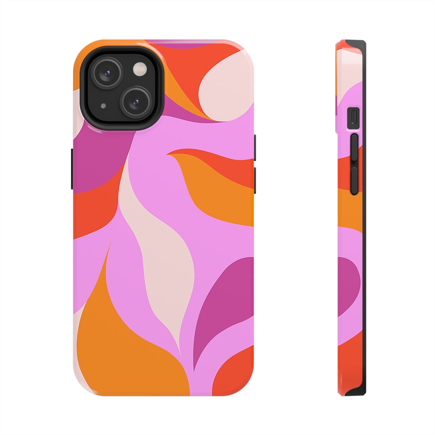 Peachy Swirls (iPhone Case 11-15)Elevate your iPhone's protection and style with RimaGallery's Peachy Swirls design in sunset shades On case, featuring dual-layer defense and a sleek, glossy finish.RimaGallery