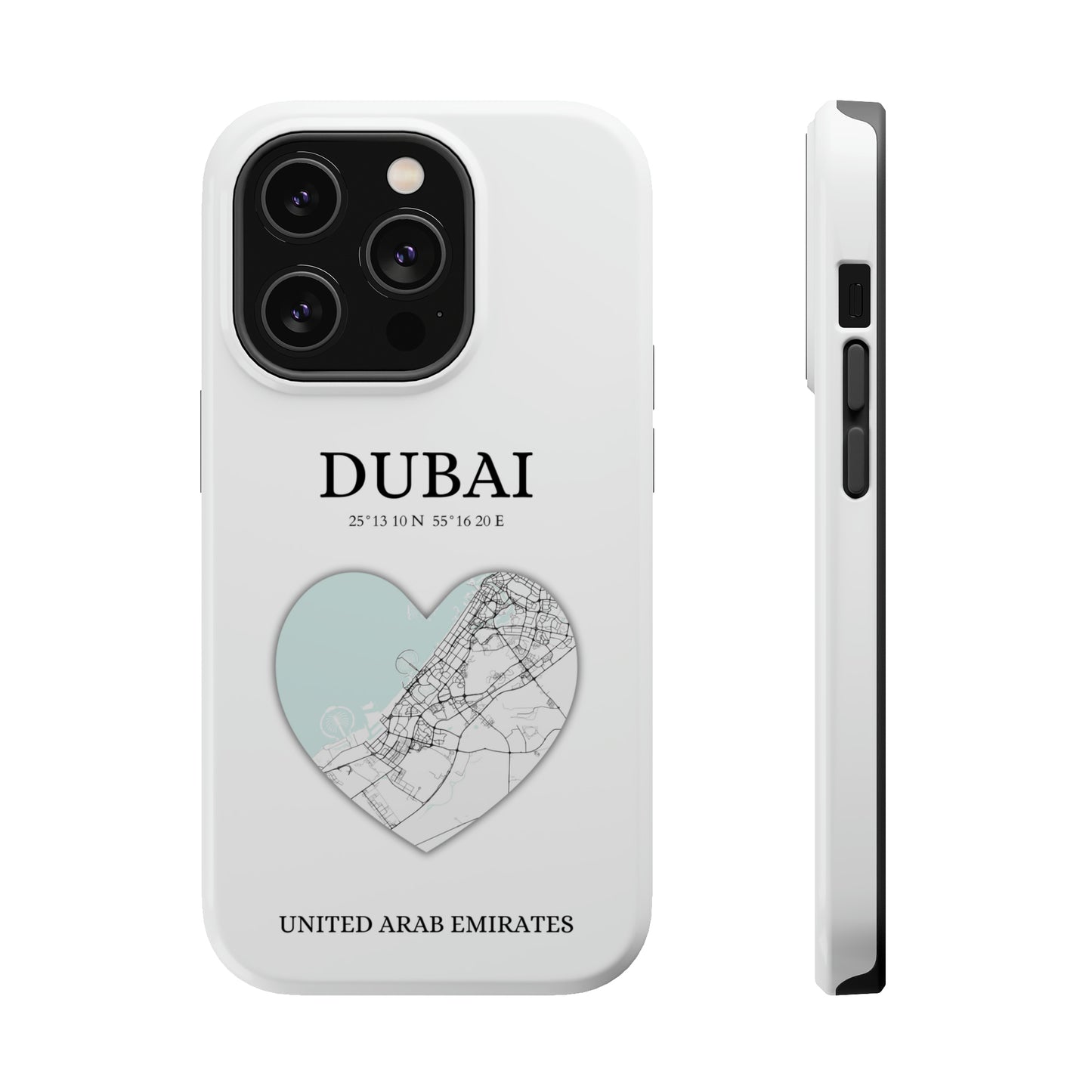 Dubai Heartbeat - White (iPhone MagSafe Case)Celestial Drive Revolutionize your iPhone's look and feel with RIMA Tough Phone Case – ultimate protection meets elegant style for iPhone 11-15. Grab yours now! 🛡️?imaGallery
