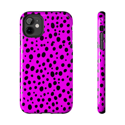 Dotted Delight - Purple (iPhone Case 11-15)Elevate your iPhone's style with a Purple surface with scattered dark dots and a tough case. Sleek, durable protection for models 11-15. Free US shipping.RimaGallery