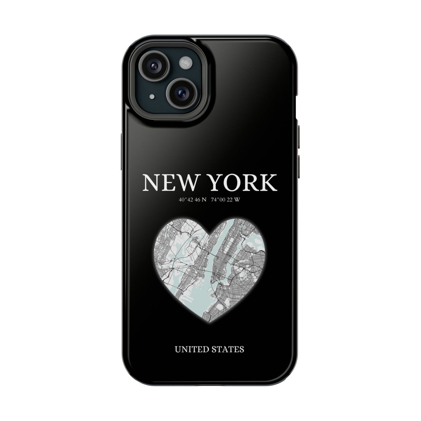 Elevate your iPhone's style with the New York Heartbeat Black MagSafe Case, offering robust protection, MagSafe compatibility, and a choice of matte or glossy finish-York Heartbeat - Black (iPhone MagSafe Case)