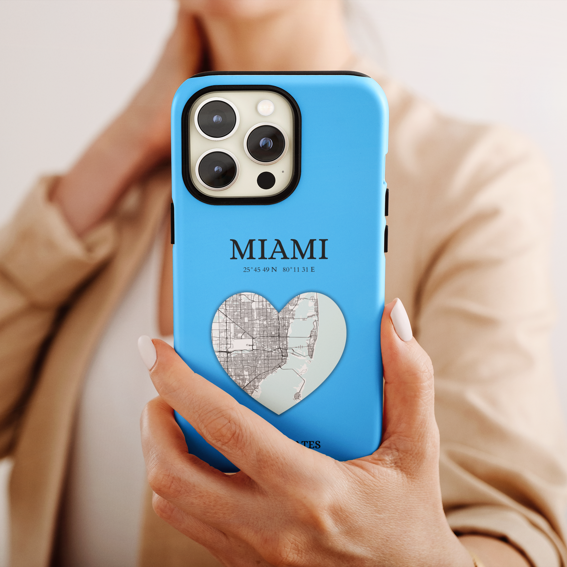 Miami Heartbeat - Sky Blue (iPhone Case 11-15)Capture the essence of Miami with RimaGallery's Heartbeat Sky Blue iPhone case, blending durable protection and unique design. Perfect for iPhone 11-15 models. Free RimaGallery