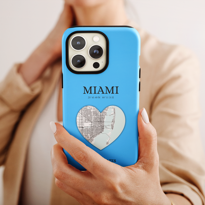 Miami Heartbeat - Sky Blue (iPhone Case 11-15)Capture the essence of Miami with RimaGallery's Heartbeat Sky Blue iPhone case, blending durable protection and unique design. Perfect for iPhone 11-15 models. Free RimaGallery