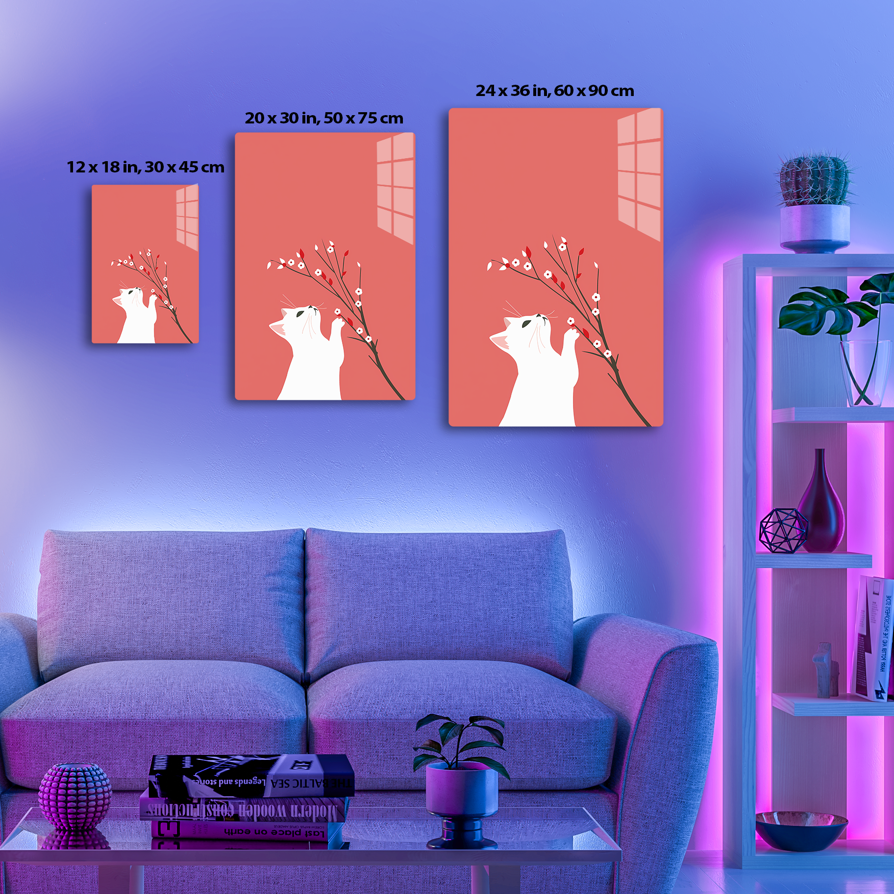 Floral Feline (Acrylic)Step into the universe with an Playful cat interacting with delicate flowers on a coral. Acrylic art from RimaGallery. Experience the cosmos in your home with vibranRimaGallery