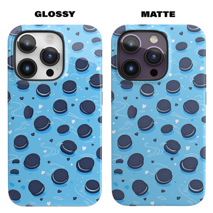 Sweet Whirls (iPhone MagSafe Case)Elevate your iPhone's protection and style with RimaGallery's Cookie pattern with heart accents on a blue iphone MagSafe Case against a dark backdrop. Enjoy dual-layRimaGallery