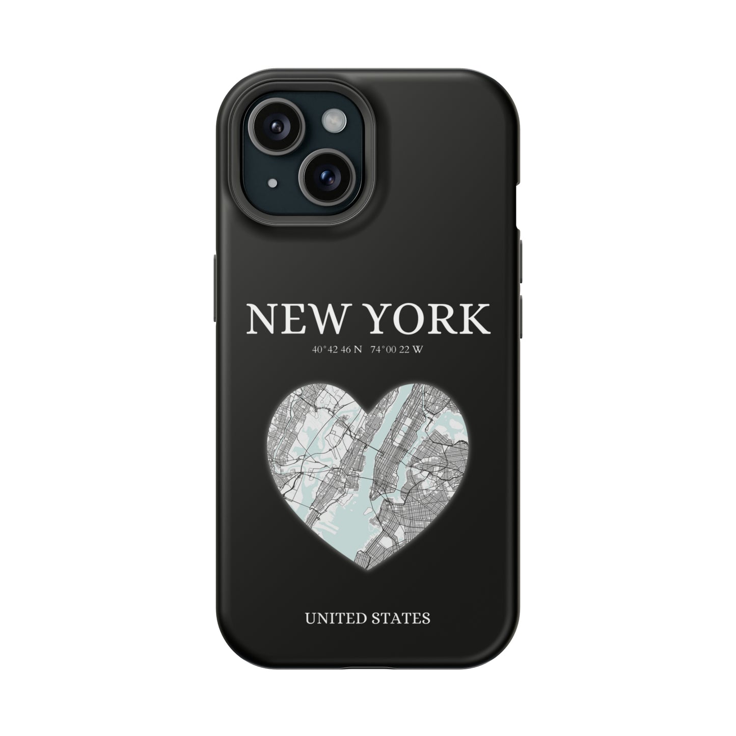 Elevate your iPhone's style with the New York Heartbeat Black MagSafe Case, offering robust protection, MagSafe compatibility, and a choice of matte or glossy finish-York Heartbeat - Black (iPhone MagSafe Case)