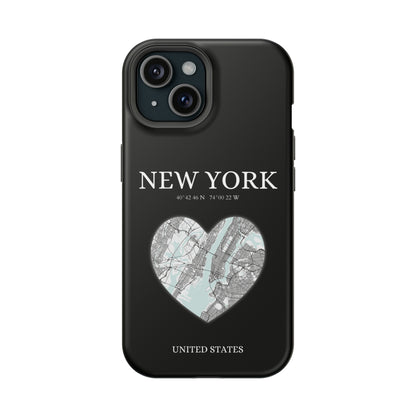 Elevate your iPhone's style with the New York Heartbeat Black MagSafe Case, offering robust protection, MagSafe compatibility, and a choice of matte or glossy finish-York Heartbeat - Black (iPhone MagSafe Case)