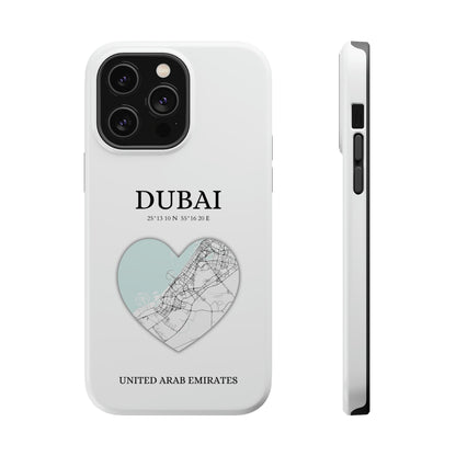 Dubai Heartbeat - White (iPhone MagSafe Case)Celestial Drive Revolutionize your iPhone's look and feel with RIMA Tough Phone Case – ultimate protection meets elegant style for iPhone 11-15. Grab yours now! 🛡️?imaGallery