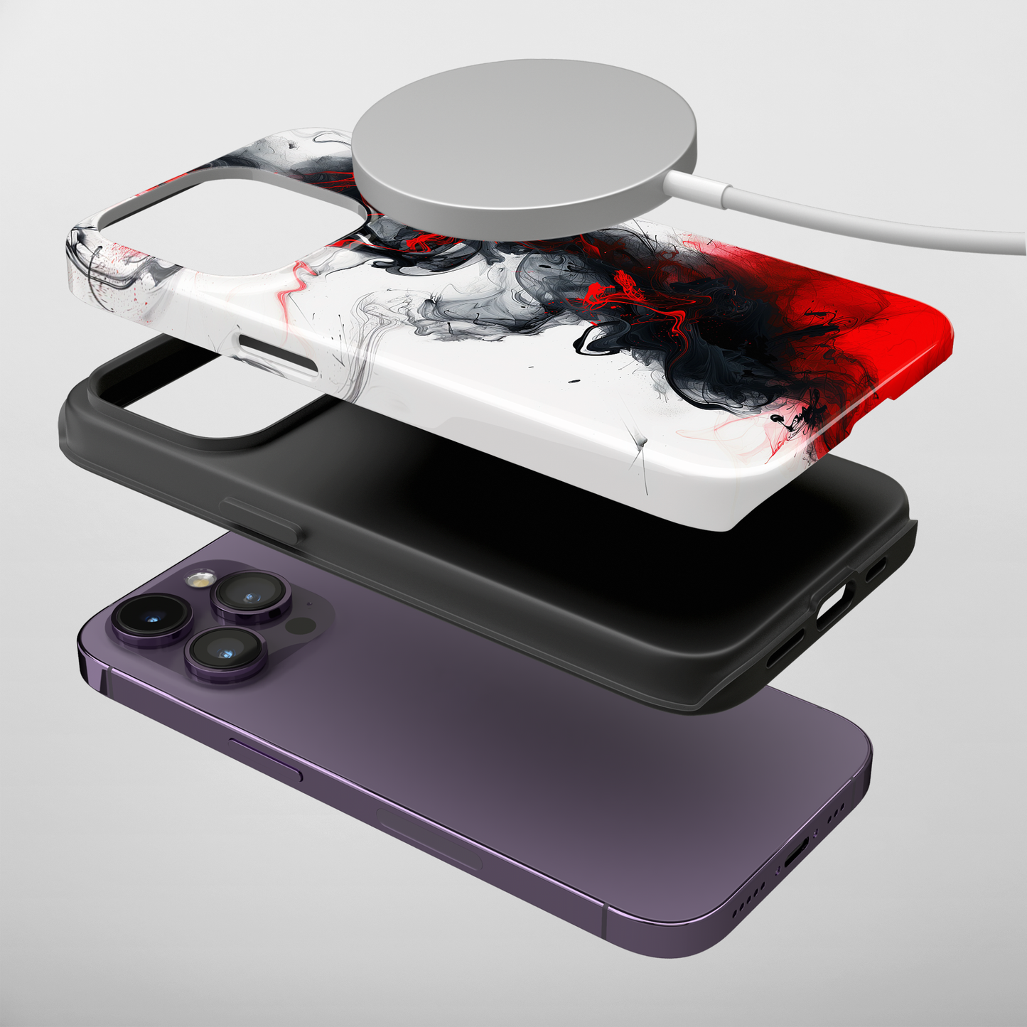 Scarlet Shadows (iPhone MagSafe Case)Rima Gallery presents the exclusive Psychedelic Flow MagSafe Durable Case For iphone 13, 14, 15, Pro, Max. Discover elegance with our iPhone 13-15 MagSafe Case: LighRimaGallery