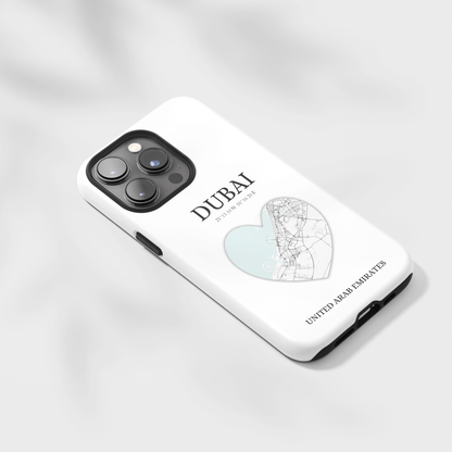 Dubai Heartbeat - White (iPhone MagSafe Case)Celestial Drive Revolutionize your iPhone's look and feel with RIMA Tough Phone Case – ultimate protection meets elegant style for iPhone 11-15. Grab yours now! 🛡️?imaGallery