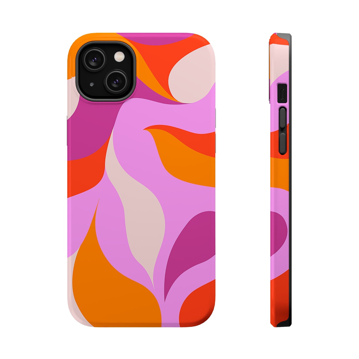 Peachy Swirls (iPhone MagSafe Case)Elevate your iPhone's protection and style with RimaGallery's Peachy Swirls design in sunset shades on a MagSafe Case against a dark backdrop. Enjoy dual-layer defenRimaGallery