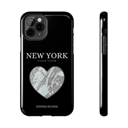 Elevate your iPhone with RimaGallery's New York Heartbeat case. Sleek design meets durability for stylish protection. Free US shipping.-York Heartbeat - Black (iPhone Case 11-15)
