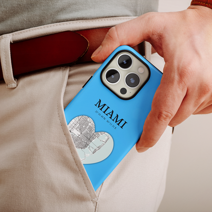 Miami Heartbeat - Sky Blue (iPhone Case 11-15)Capture the essence of Miami with RimaGallery's Heartbeat Sky Blue iPhone case, blending durable protection and unique design. Perfect for iPhone 11-15 models. Free RimaGallery