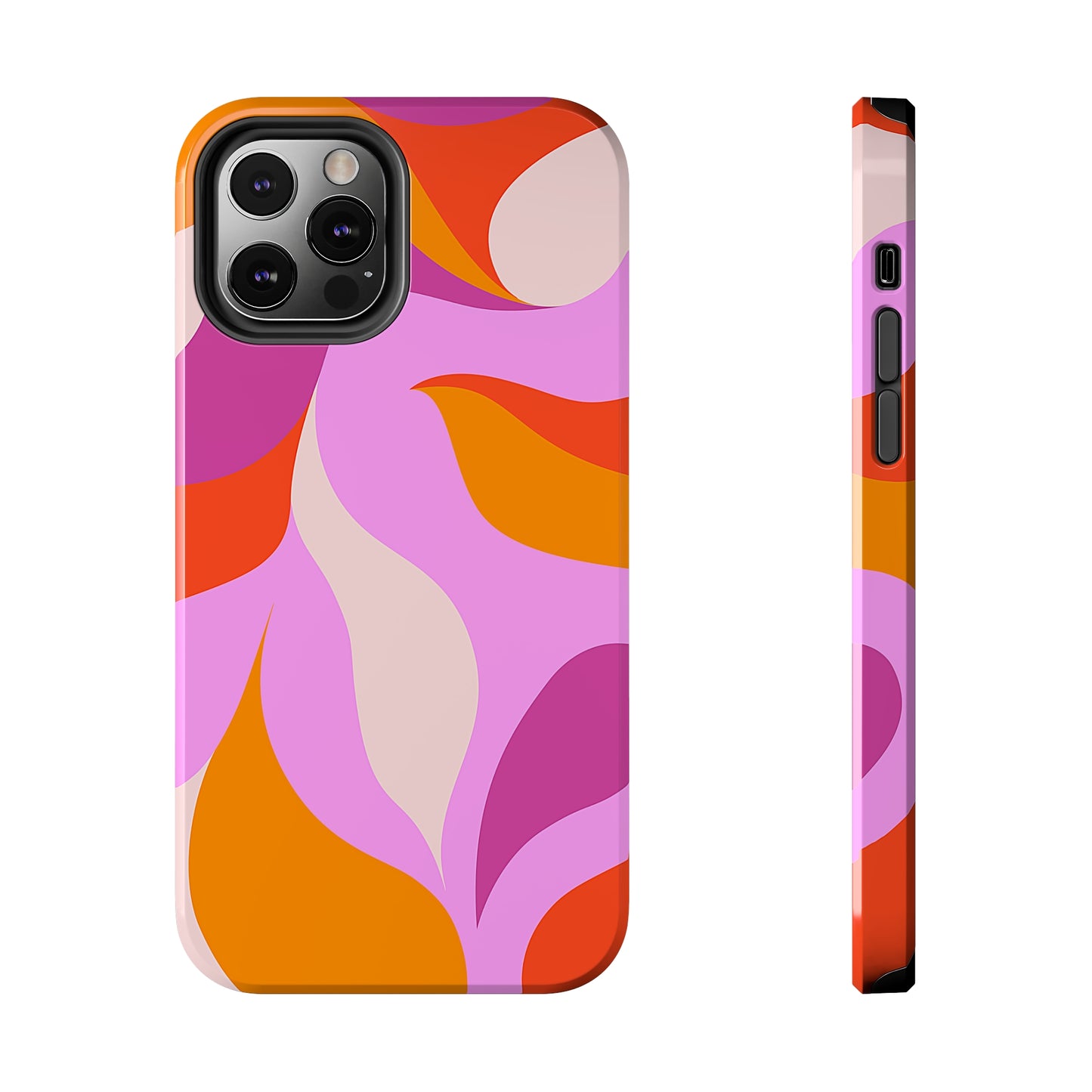 Peachy Swirls (iPhone Case 11-15)Elevate your iPhone's protection and style with RimaGallery's Peachy Swirls design in sunset shades On case, featuring dual-layer defense and a sleek, glossy finish.RimaGallery