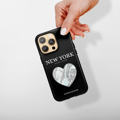 Elevate your iPhone's style with the New York Heartbeat Black MagSafe Case, offering robust protection, MagSafe compatibility, and a choice of matte or glossy finish-York Heartbeat - Black (iPhone MagSafe Case)
