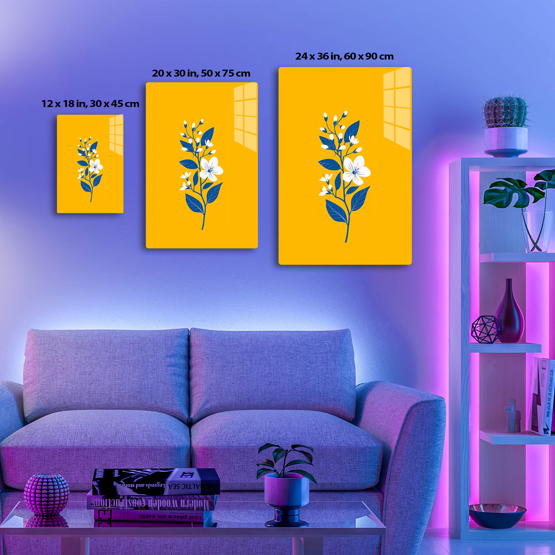 Indigo Bloom (Acrylic)Make a statement withIndigo Bloom acrylic prints. The 1⁄4" acrylic panel exudes the illusion of a smooth glass surface for vibrant artwork. Pre-installed hanging harRimaGallery