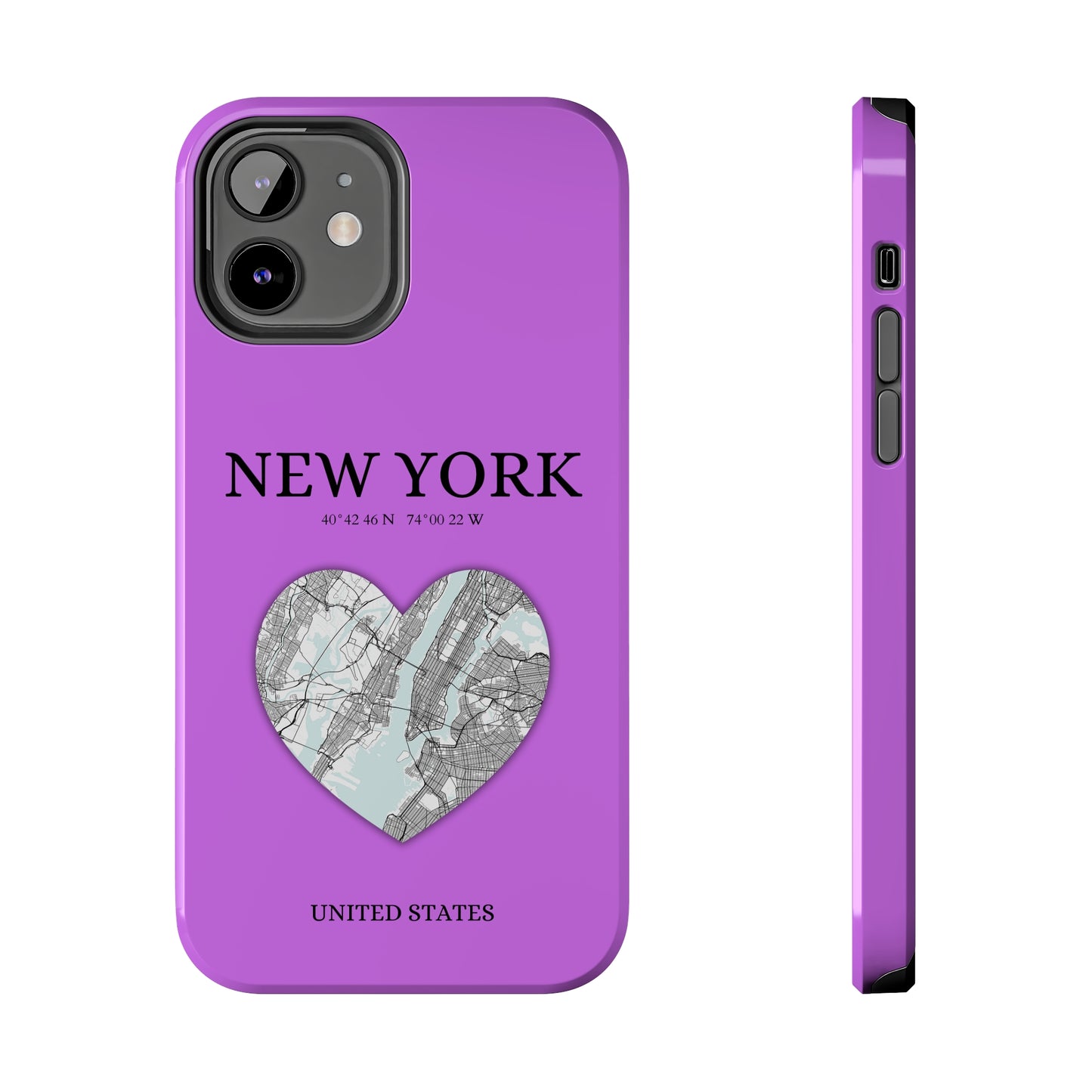 Secure your iPhone 11-15 with RIMA's durable case: Polycarbonate shell, rubber lining for shock absorption, and supports wireless charging-York Heartbeat - Purple (iPhone Case 11-15)