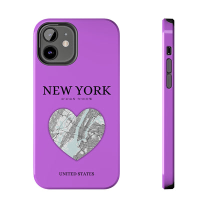 Secure your iPhone 11-15 with RIMA's durable case: Polycarbonate shell, rubber lining for shock absorption, and supports wireless charging-York Heartbeat - Purple (iPhone Case 11-15)
