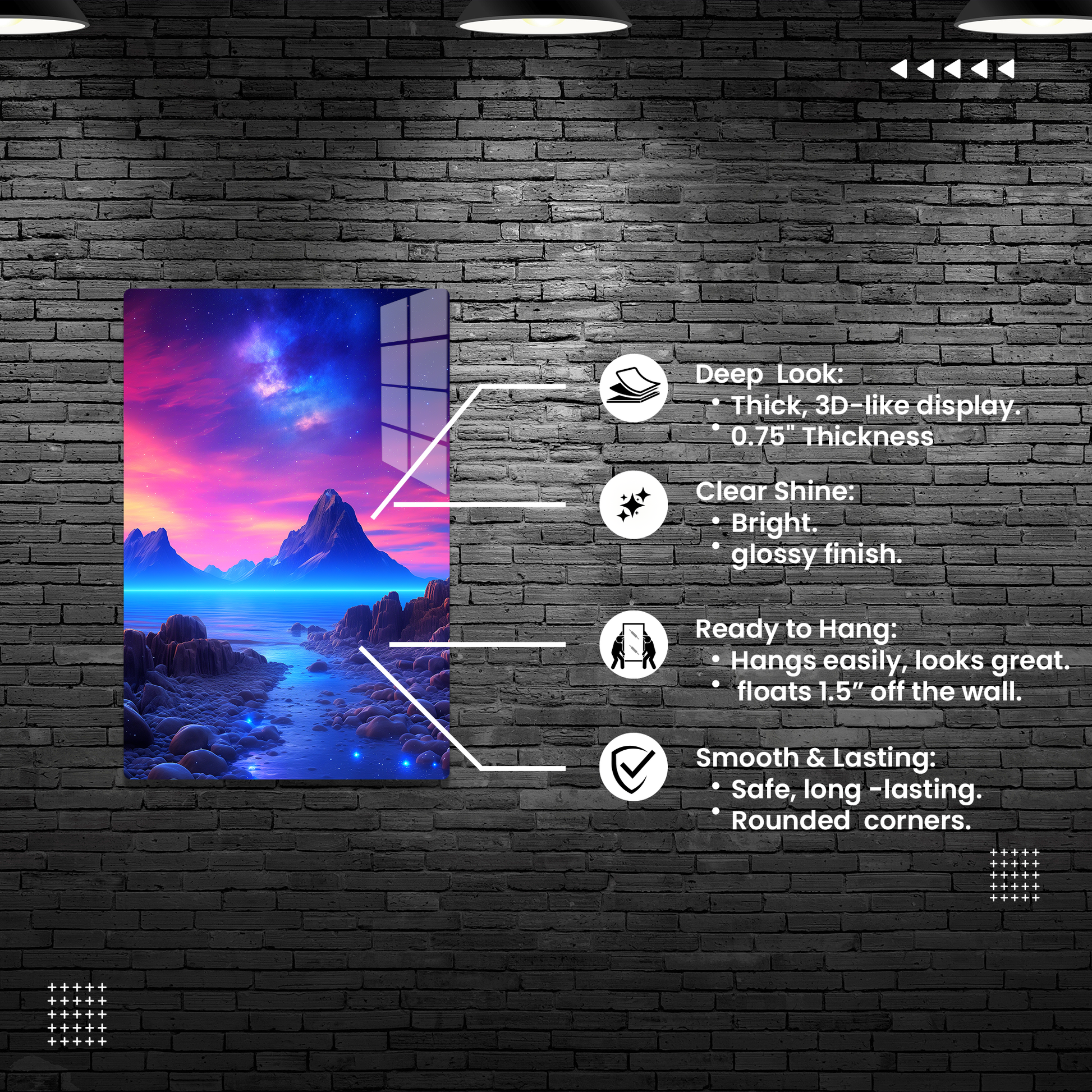 Galactic Lullaby (Acrylic)Galactic Lullaby
Discover the Modern Elegance of Acrylic: Elevate your decor with our acrylic wall art, offering a stunning, glass-like effect that brings any image RimaGallery