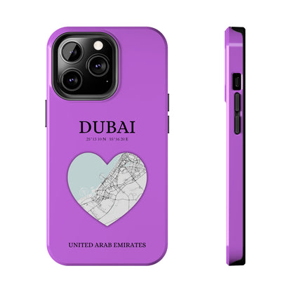 Dubai Heartbeat - Purple (iPhone Case 11-15)Elevate your iPhone with RimaGallery's Dubai York Heartbeat case. Sleek design meets durability for stylish protection. Free US shipping.RimaGallery