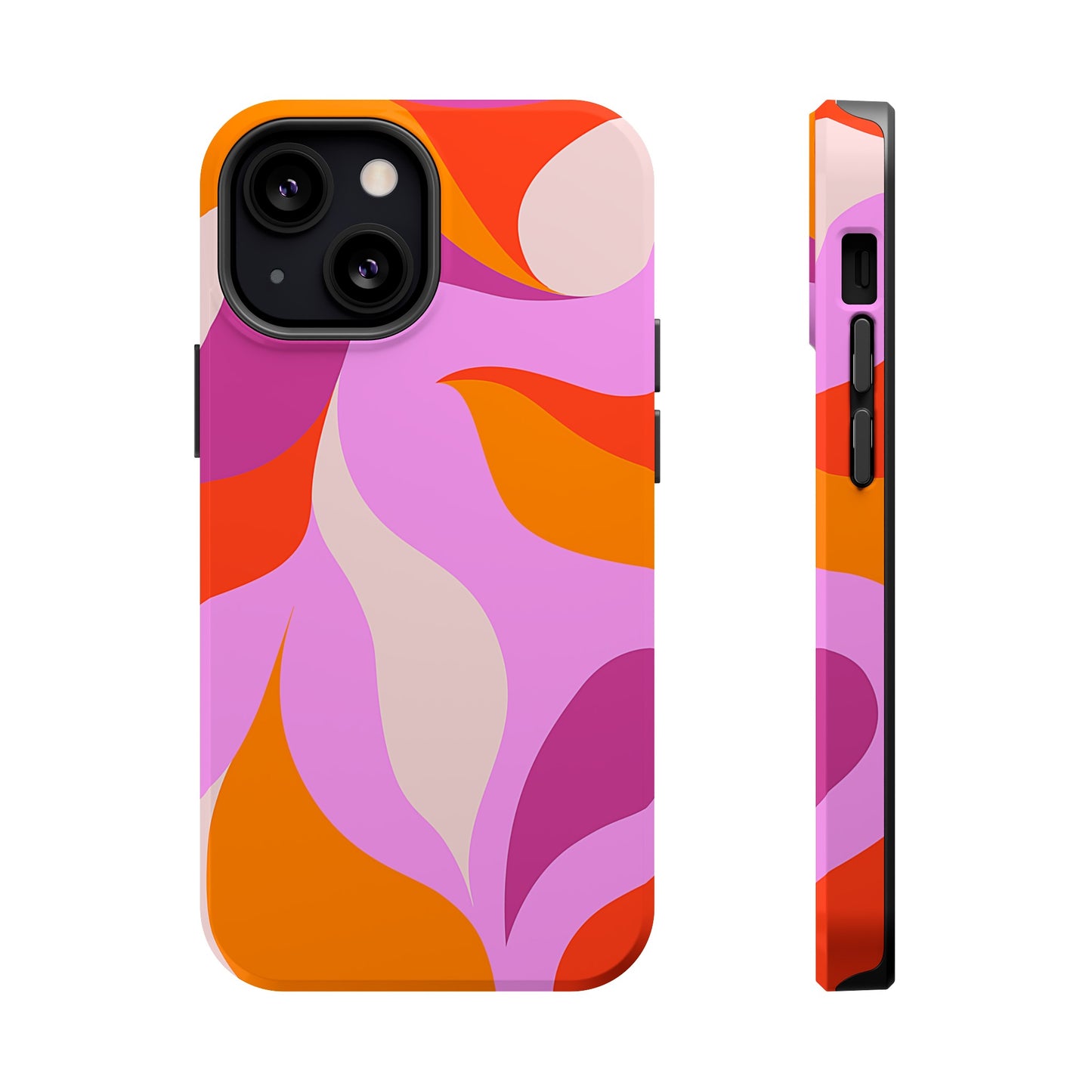 Peachy Swirls (iPhone MagSafe Case)Elevate your iPhone's protection and style with RimaGallery's Peachy Swirls design in sunset shades on a MagSafe Case against a dark backdrop. Enjoy dual-layer defenRimaGallery