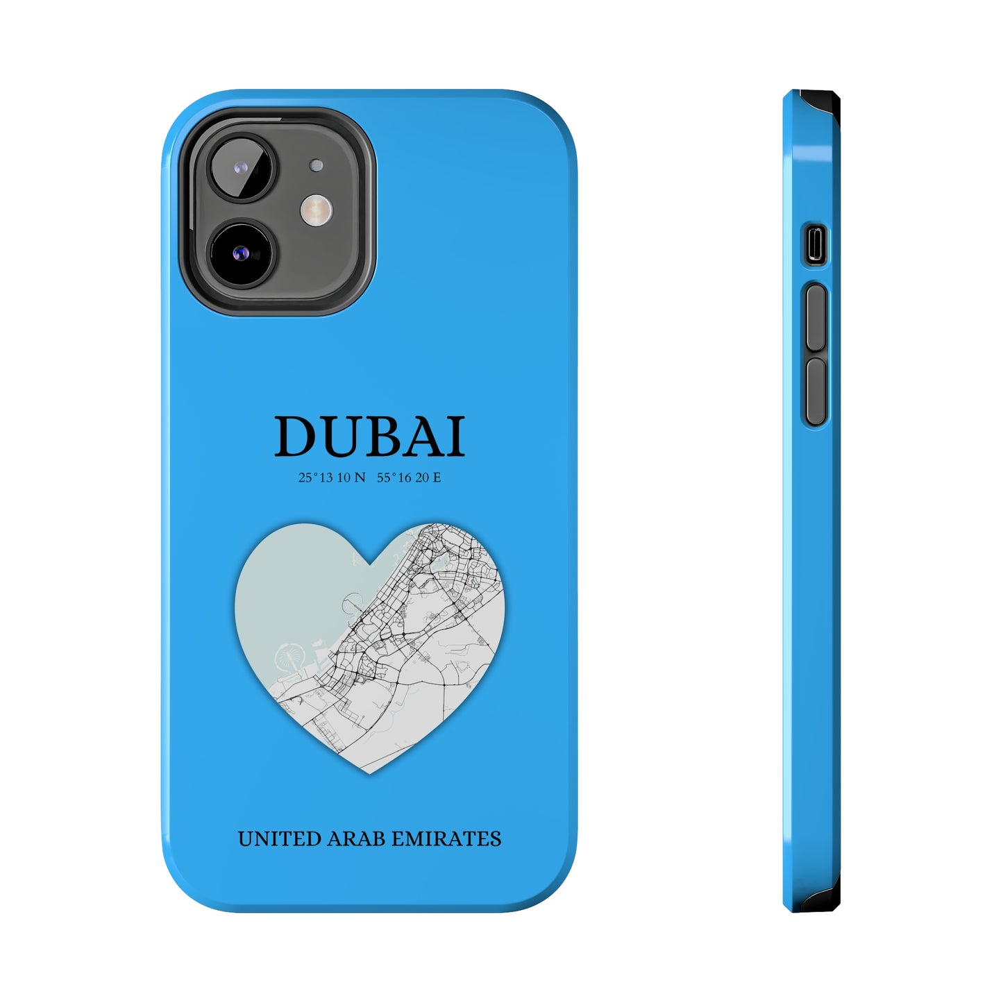 Dubai Heartbeat - Sky Blue (iPhone Case 11-15)Capture the essence of Dubai with RimaGallery's Heartbeat Purple iPhone case, blending durable protection and unique design. Perfect for iPhone 11-15 models. Free shRimaGallery