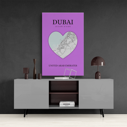 Dubai Heartbeat - Purple (Canvas)Dubai map on a lavender canvas with a heart cutout. Shop now for innovative products designed to enhance your digital lifestyle. Fast shipping!RimaGallery