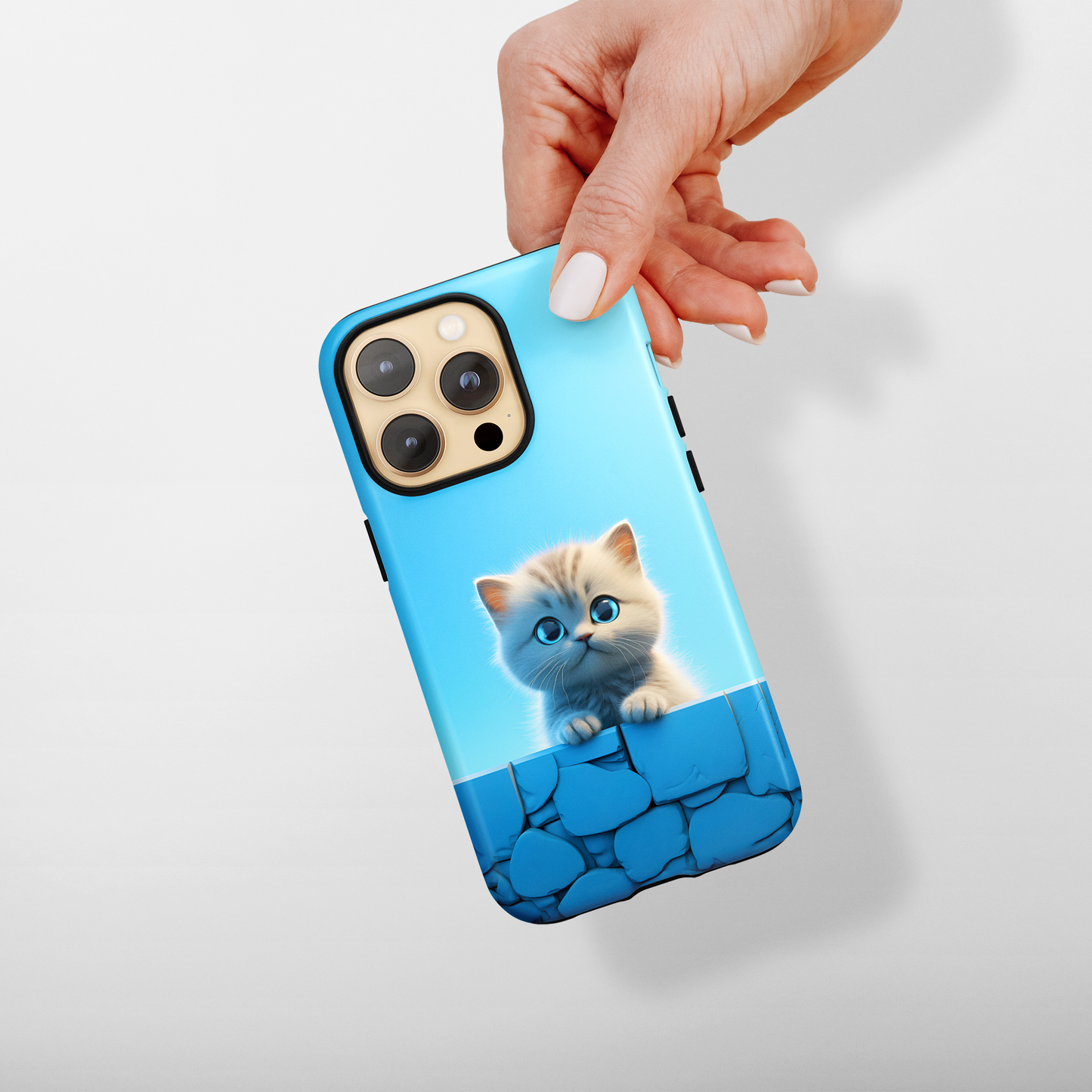 Cute Cat in Blue Sky (iPhone Case 11-15)