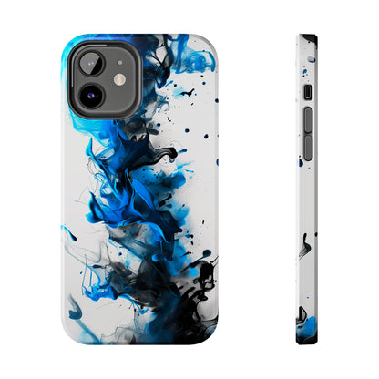Blue Whisper (iPhone Case 11-15)Elevate your iPhone's style with a Blue and black ink abstract design on a white tough case. Sleek, durable protection for models 11-15. Free US shipping.RimaGallery
